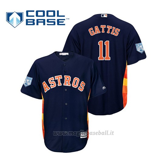 Maglia Baseball Uomo Houston Astros Evan Gattis Cool Base Entrenamiento De Primavera 2019 Blu